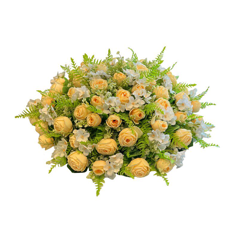 大圆桌转盘中间摆花酒店饭店餐桌花假花仿真花桌面摆件桌花装饰花