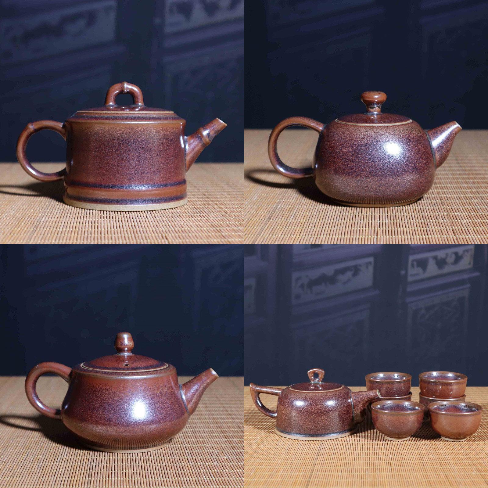河南禹州钧瓷茶具礼盒套装一壶六杯中式品茗泡茶壶炉钧釉手工单壶