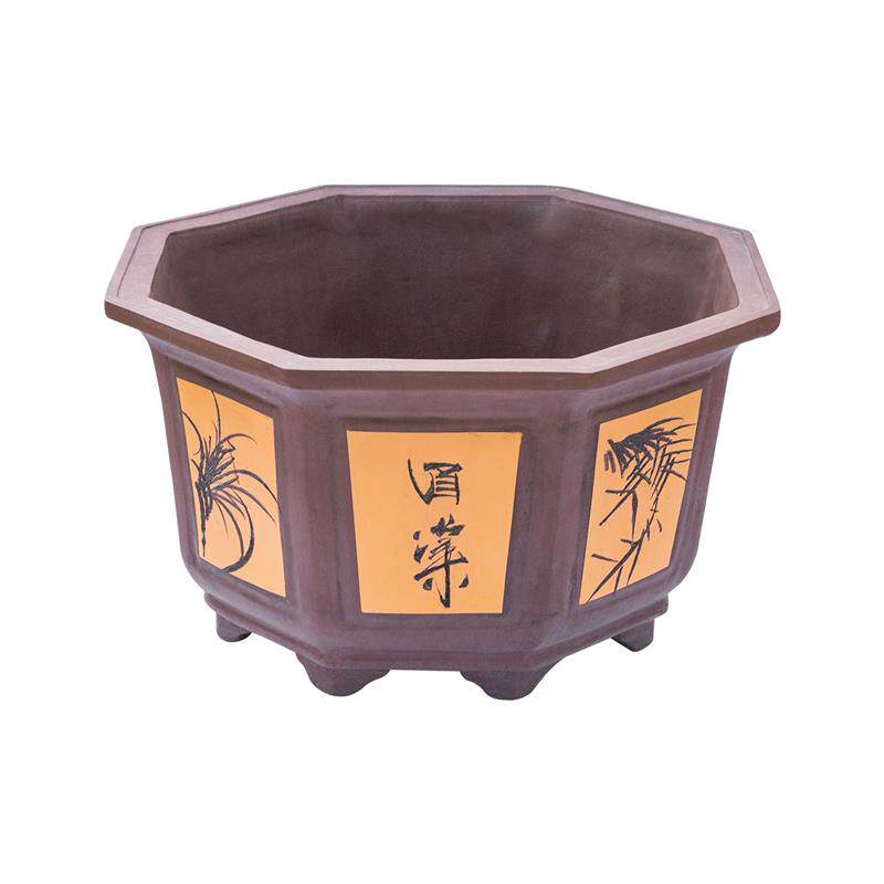 花盆陶瓷庭院室外家用特大口径八角形陶瓷盆可种发财树紫砂盆透气