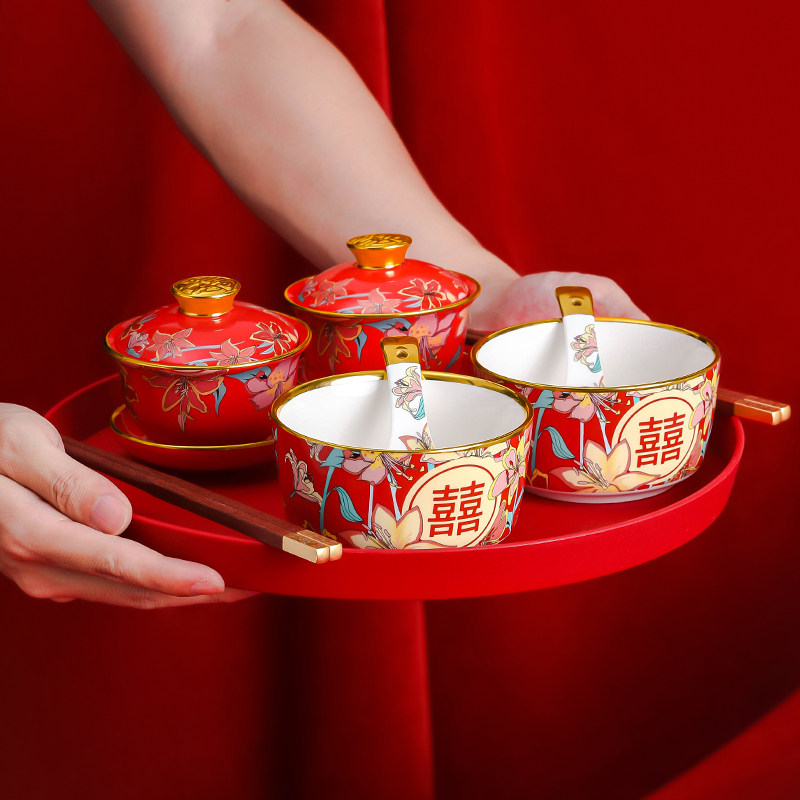 喜字敬茶杯碗筷套装结婚陪嫁新人改口杯红色一对陶瓷盖碗婚庆用品,节庆用品/礼品,喜碗/敬茶杯,淘宝优惠券,粉丝福利购,淘宝优惠卷