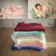 新生儿满月百天儿童摄影配搭流苏菠萝格针织小裹毯多色入道具垫毯