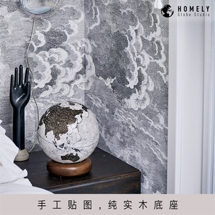 宏微地球手工地球仪书房客厅办公室样板间摆件双语地球仪25cm北斗