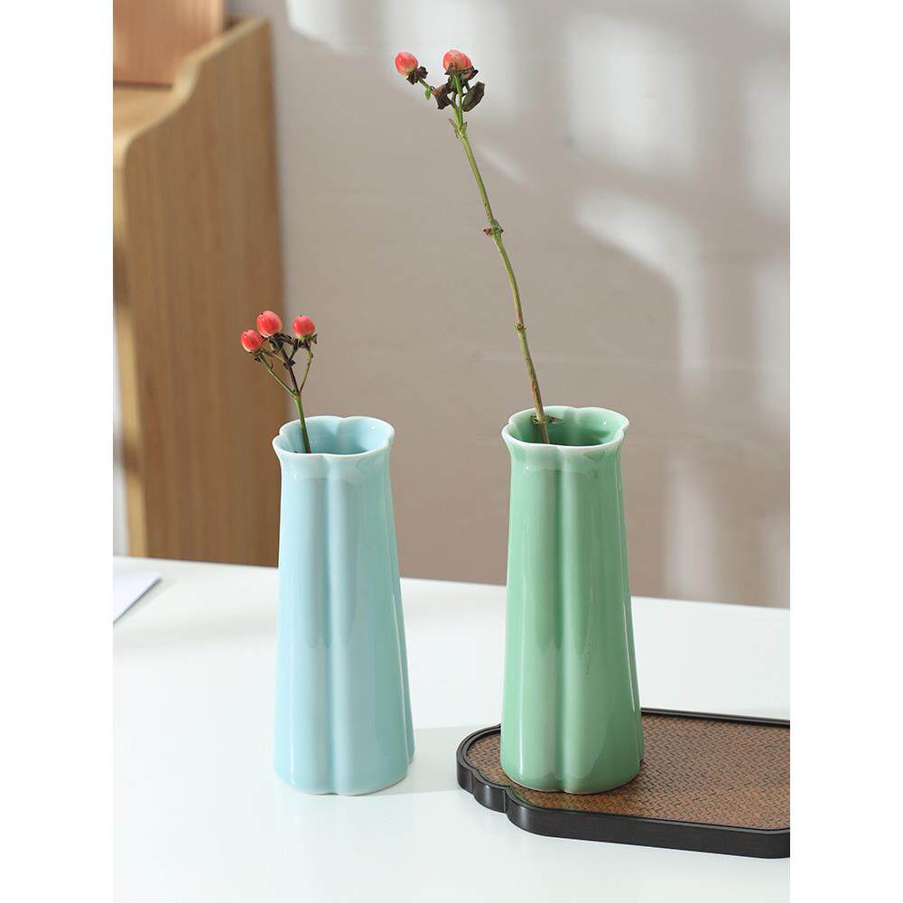 龙泉青瓷花容器中型陶瓷花瓶台面水培瓶创意家居花瓶