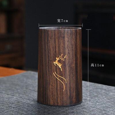 黑檀木茶筒笔筒茶道六君子套装茶夹收纳筒泡茶工具茶桶茶具配件