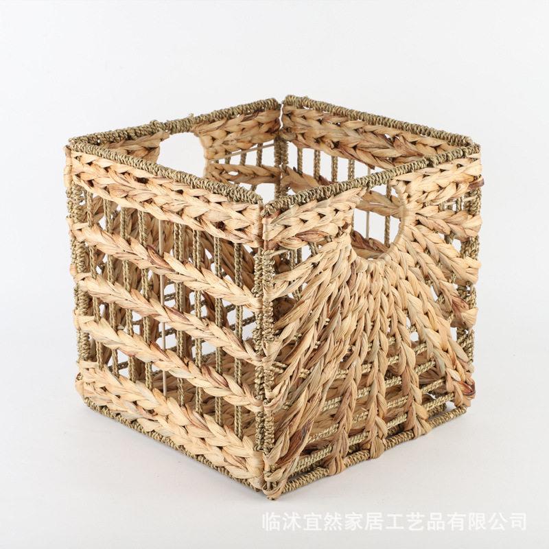 定制水葫芦草收纳篮海草编织可折叠储物篮家居杂物藤编收纳筐