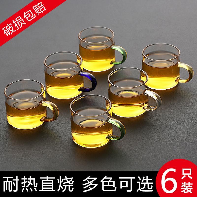 加厚耐热家用品茗杯子小茶杯带把杯功夫茶具喝茶耳杯茶碗玻璃套装