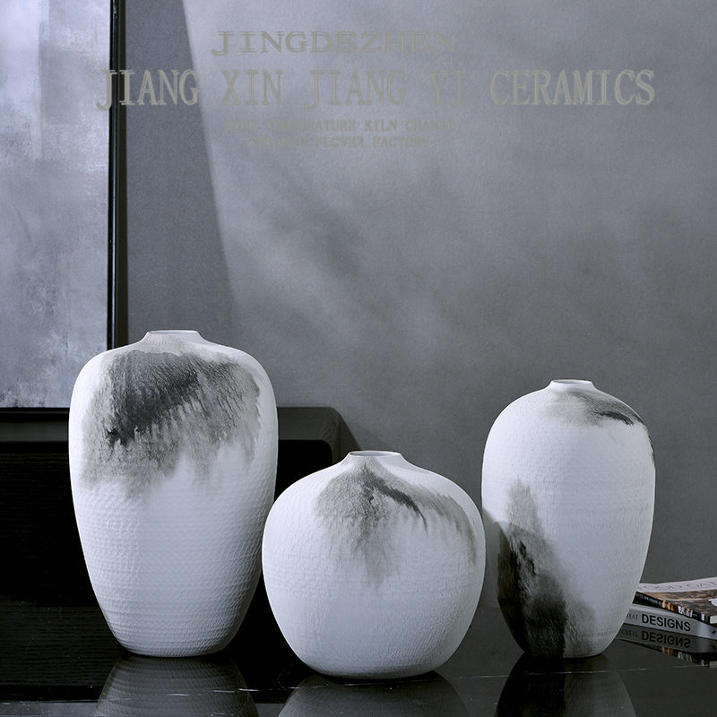 中式素烧粗陶陶罐白色陶瓷花瓶摆件客厅插花花器酒店民宿软装饰品,家居饰品,花瓶,淘宝优惠券,粉丝福利购,淘宝优惠卷