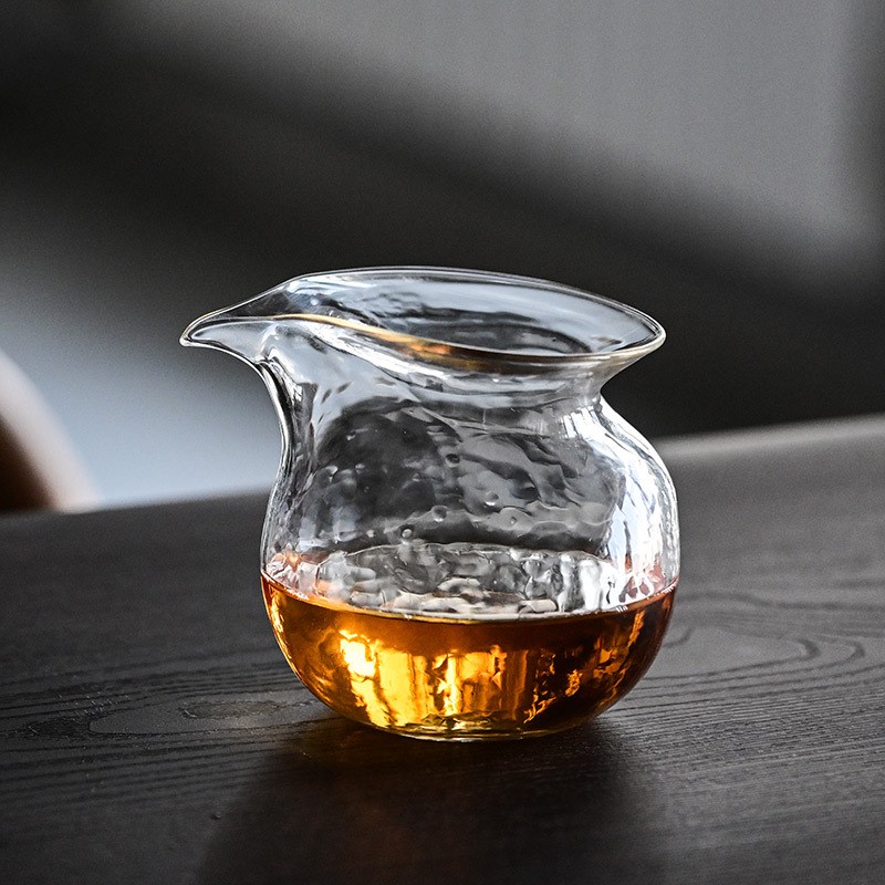 钱袋锤纹玻璃公道杯无耳手抓匀杯加厚耐热公杯高硼硅分茶器小茶海