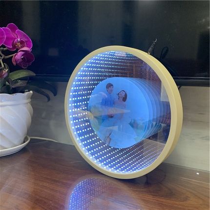 无限延伸镜子 LED创意时空小夜灯装饰无限镜面延伸深渊灯时光隧道