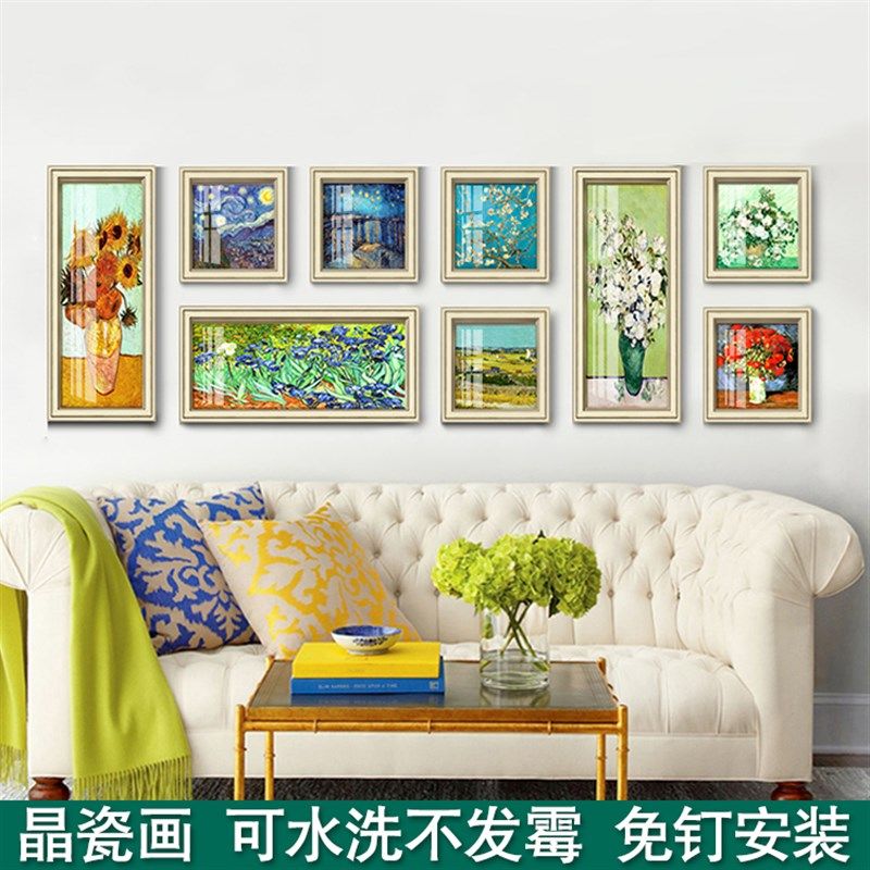 美欧式梵高向日葵油画走廊餐厅走廊客厅沙发背景墙壁组合装饰挂画