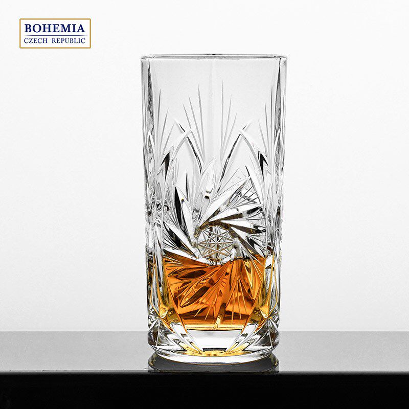 BOHEMIA捷克进口水晶玻璃 风车手工磨砂切割牛奶水杯果汁杯家用