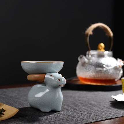 陶瓷茶漏茶滤泡茶过滤网器茶宠茶玩一体组合茶叶分茶滤器茶具配件