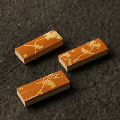 十几年老玉竹东阳名家裘立刚本工留青雕刻牙签盒竹雕刻把件把玩竹