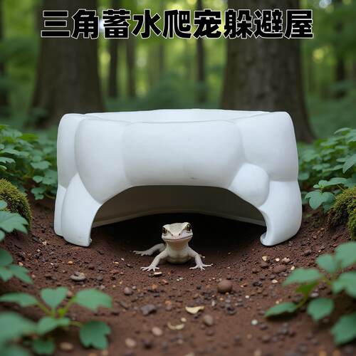 守宫躲避屋三角蓄水爬宠躲避屋白陶造景用品爬虫用品躲避屋洞穴