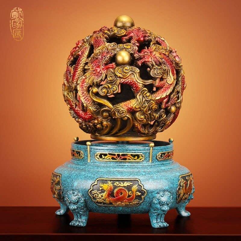 《九龙戏珠》九转干坤铜鼎摆件纯铜时来运转办公桌开业招财工艺礼