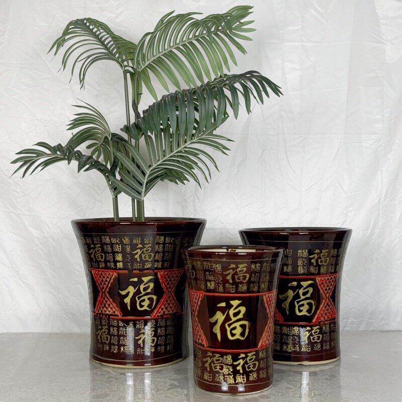 陶瓷花盆大号特大号特价家用简约带托盘高盆虎皮兰散尾葵发财树盆