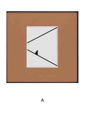 现代简约橙色客厅装饰画沙发背景墙画极简风抽象线条厂家挂画