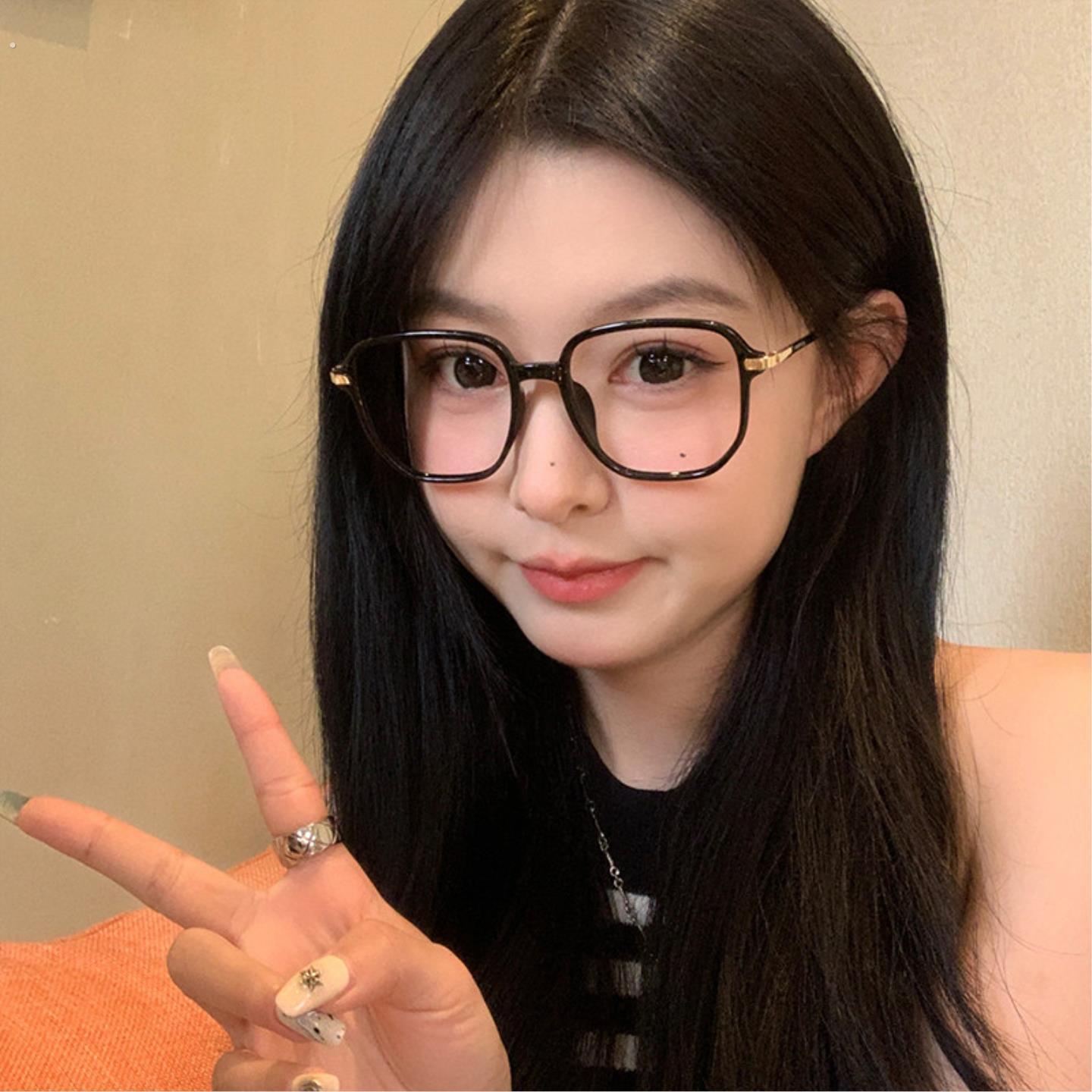 超轻防蓝光辐射黑框眼镜女素颜大脸显瘦平光近视变色装饰眼睛框架