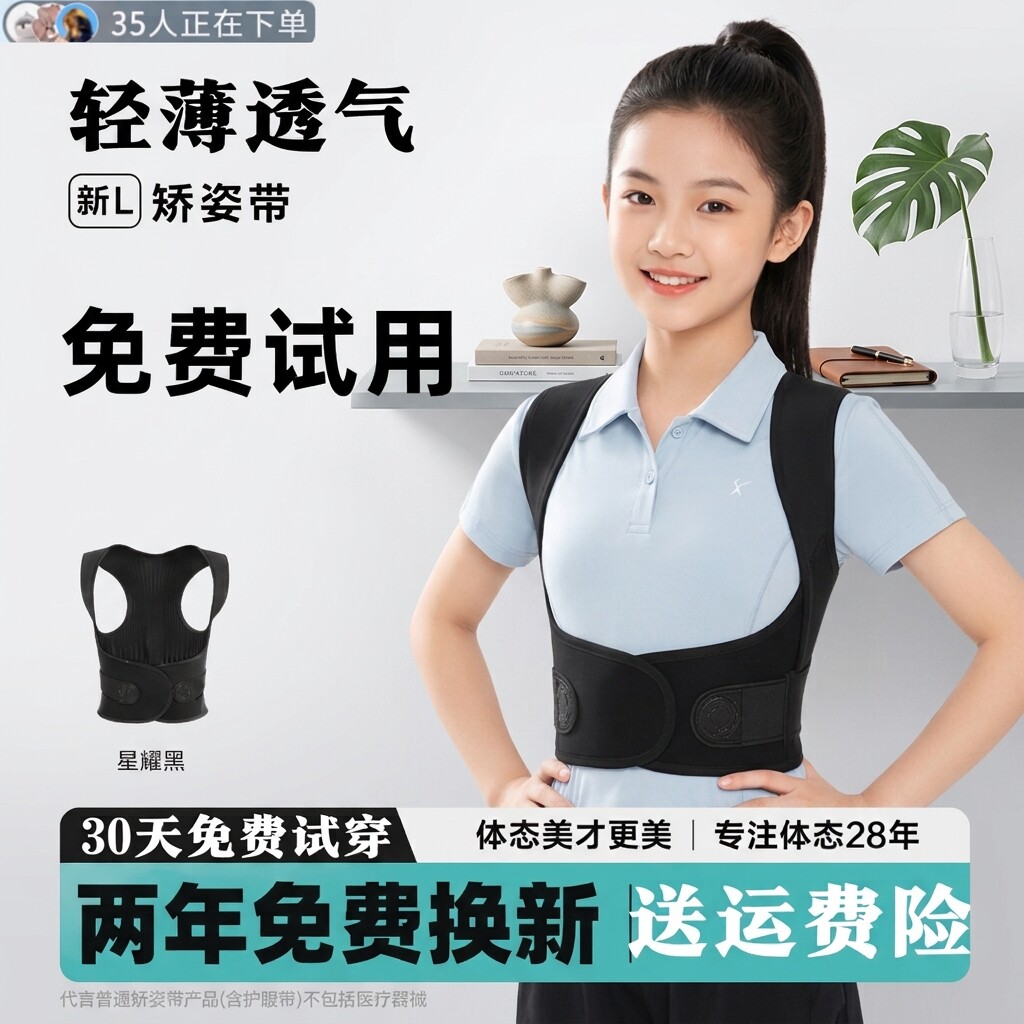 贝防贝佳背背部佳青少年驼背矫正带儿童背部矫正神器6到12岁学生