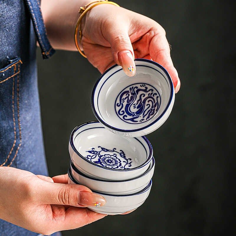 青花陶瓷味碟深调料碟酱料碟酱油碟家用烤肉火锅蘸料碟商用小吃碟