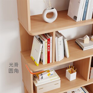 简易实木转角书架学生落地图书馆拐角书柜组合客厅卧室置物架