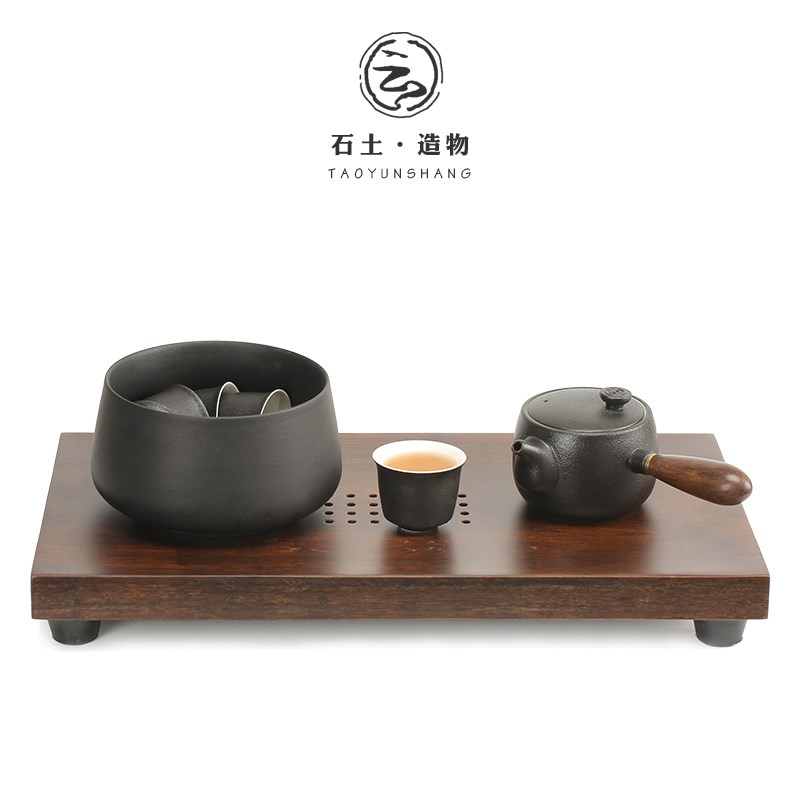 陶云尚 茶洗大号日式禅意家用黑陶功夫茶具配件茶盆建水茶盂水盂