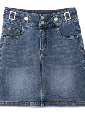 烟灰色牛仔半身裙女A字短裙夏显瘦2021年春秋新款时尚一步包臀裙