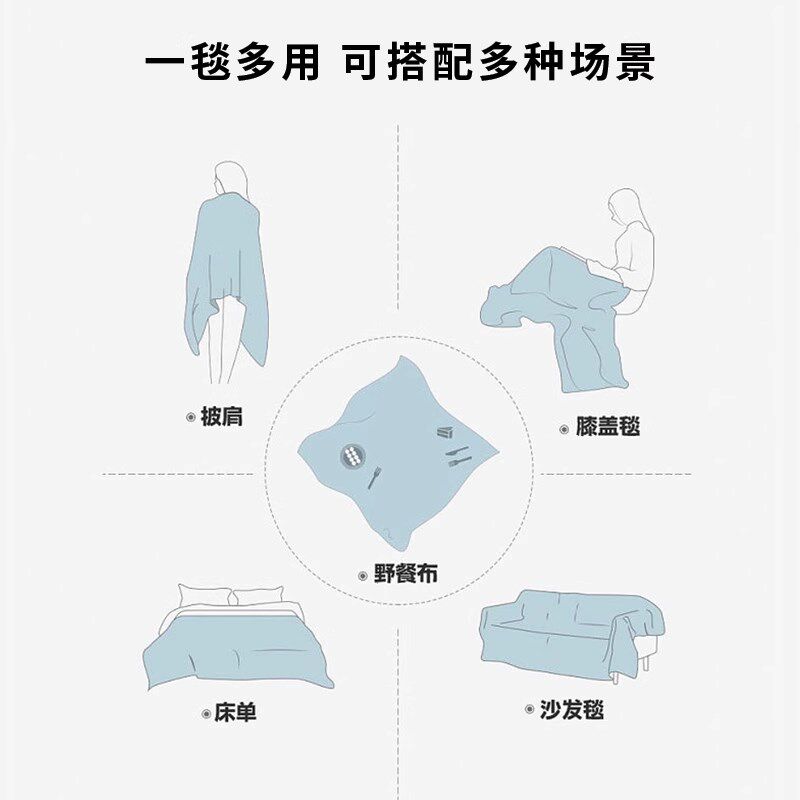 馥仙法兰绒超柔毛毯午睡空调毯加厚午睡二合一毯不掉毛无静电薄款