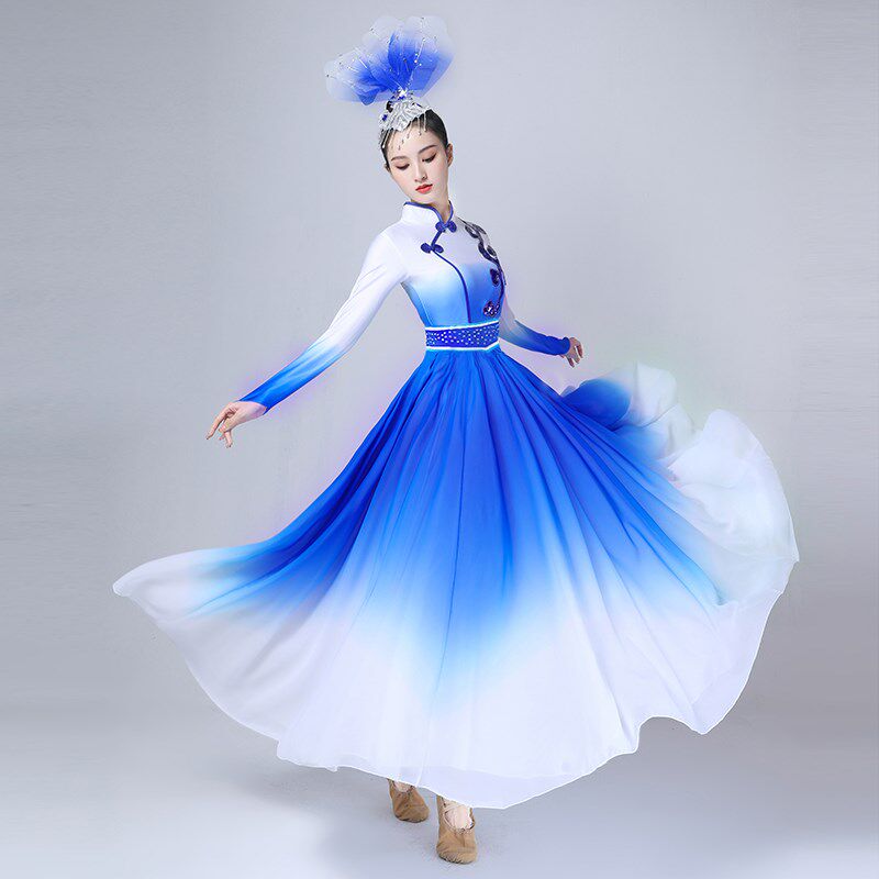 新款成人开场舞少数民族舞蹈服合唱表演服蒙古典舞艺考练习大摆裙