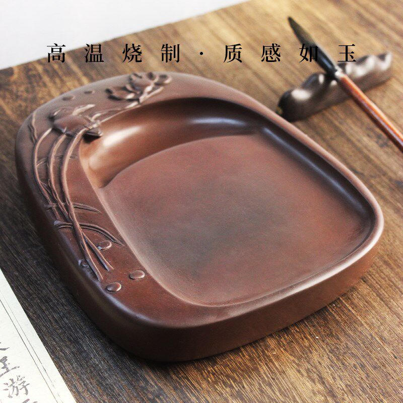 鸟语花香澄泥砚台书法专用笔墨纸砚文房四宝精品不易干墨书画用品