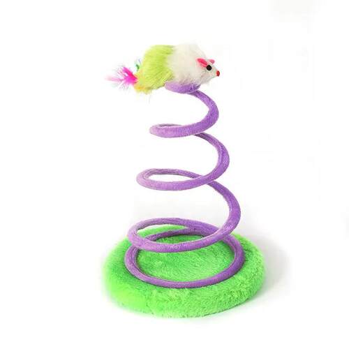 【新品直降】猫弹簧玩具羽毛彩色老鼠逗猫毛绒自嗨互动宠物用品