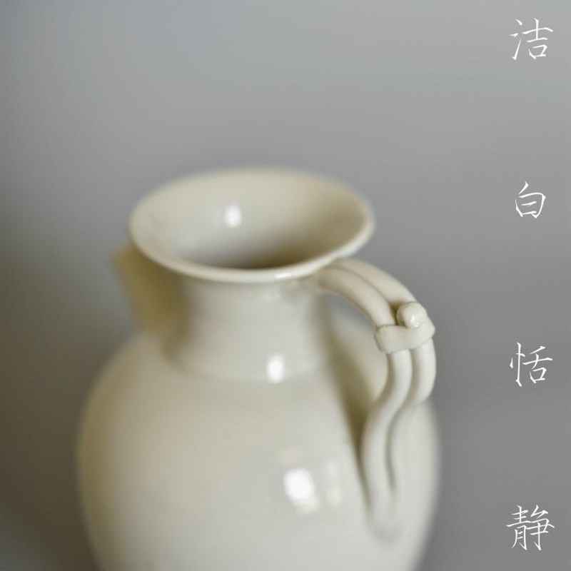 煮雪定瓷曲阳仿古釉手拉坯执壶公杯瓜楞温碗复古中国风定茶器