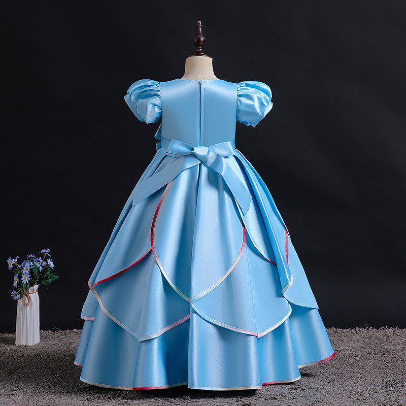 儿童绸缎长裙小女孩公主裙女童连衣裙儿童生日礼服裙幼儿园演出服