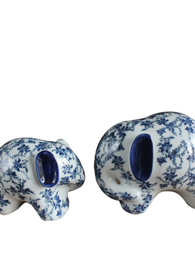 中式家居酒柜装饰品创意电视柜青花瓷象装饰摆设陶瓷房间摆件桌面