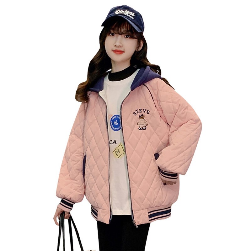 女童外套秋冬款棉服加绒加厚儿童装2024新款洋气女孩大童网红棉衣