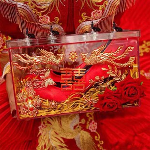 结婚带锁透明鞋盒子新娘婚礼接亲神器diy装饰材料套圈游戏亚克力