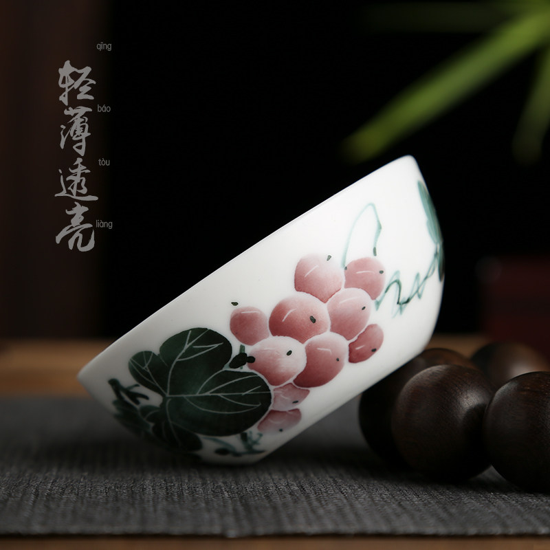 手绘和为贵釉下五彩主人杯单杯景德镇陶瓷功夫小茶杯茶具品茗杯