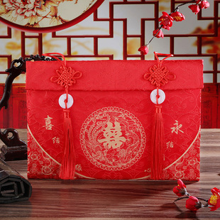 聘金婚礼万元红包大号红包袋子布艺改口大号彩礼钱袋礼金袋利是封