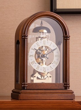 威弗列德中式客厅家用桌面钟表摆件老式台式摆钟复古实木机械座钟