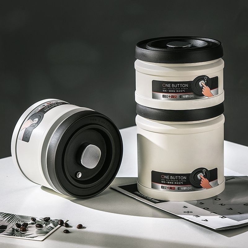 抽真空咖啡粉密封罐咖啡豆保存罐不锈钢防潮茶叶储存罐单向排气阀
