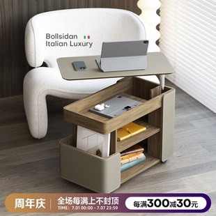 意式升降小茶几可移动小推车巴士边几小茶桌沙发侧边柜客厅置物桌