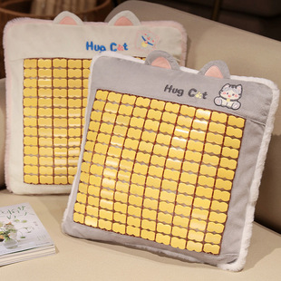 客厅沙发竹席靠垫办公室座椅护腰靠枕可拆洗抱枕桌上午休趴睡枕头