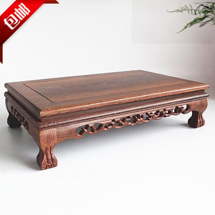 鸡翅木炕几红木底座长方形紫砂壶木雕摆件底座花盆景底座实木木托