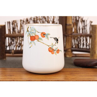 茶杯 吴裕泰瓷质茶水杯 事事如意主人杯 中式水杯 多用杯子280ml