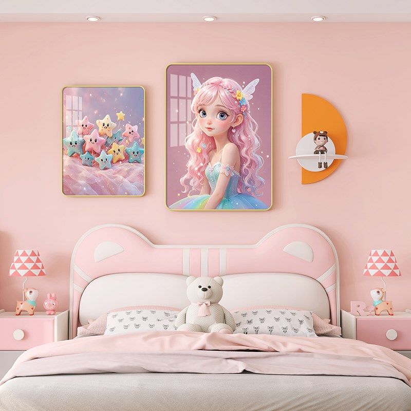 儿童房背景墙面装饰画男女孩温馨公主房间壁画高级感卧室床头挂画,家居饰品,现代装饰画,淘宝优惠券,粉丝福利购,淘宝优惠卷