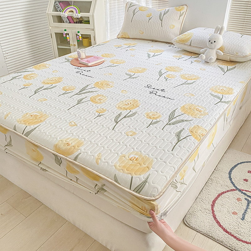 小清新奶油黄乳胶凉席床笠款夏季冰丝席三件套单人1.2卡通宿舍0.9,床上用品,乳胶席,淘宝优惠券,粉丝福利购,淘宝优惠卷