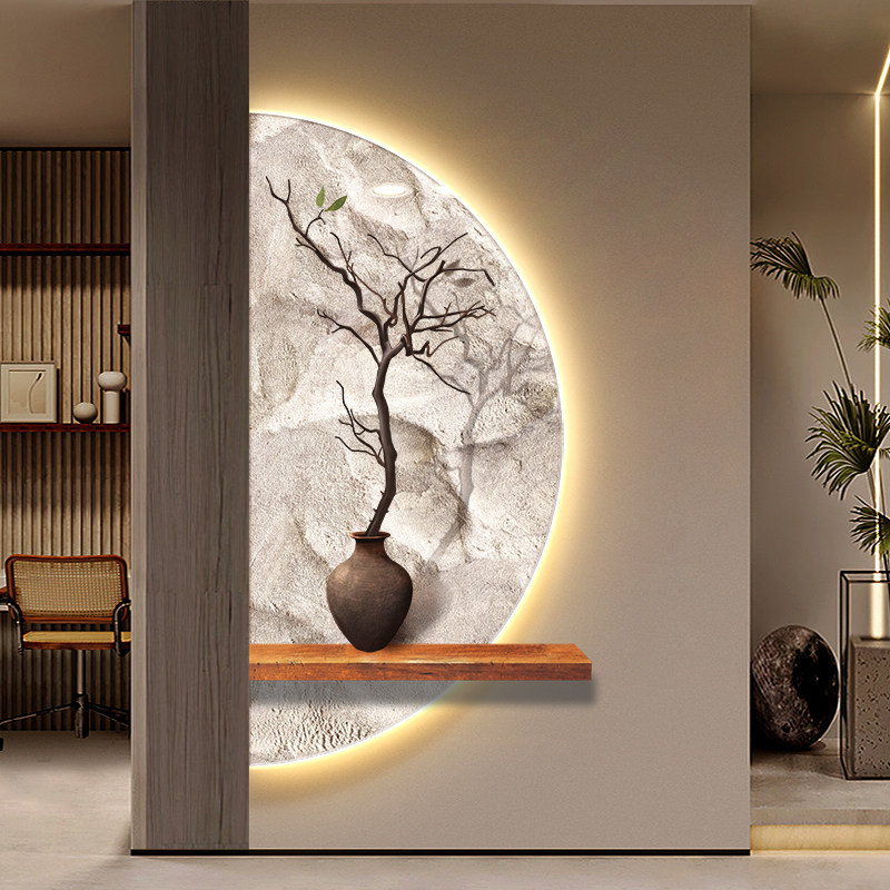 侘寂风半圆月球玄关挂画走廊过道装饰画卧室床头氛围画高级感壁画,家居饰品,氛围画/灯画,淘宝优惠券,粉丝福利购,淘宝优惠卷
