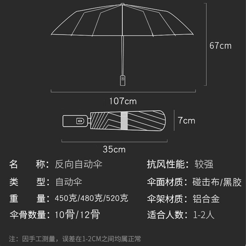 三折反向伞LED灯电筒全自动反向伞折叠雨伞反光条三折车载商务伞,居家日用,伞,淘宝优惠券,粉丝福利购,淘宝优惠卷