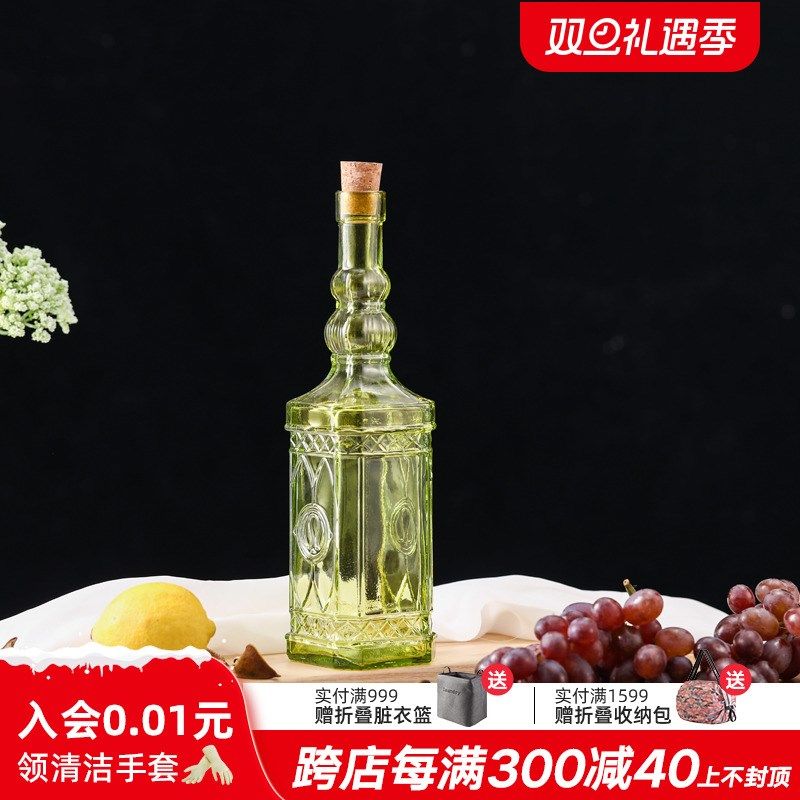 利快调味瓶软木塞玻璃液体油瓶家用玻璃防漏大号油壶香油酱油醋瓶
