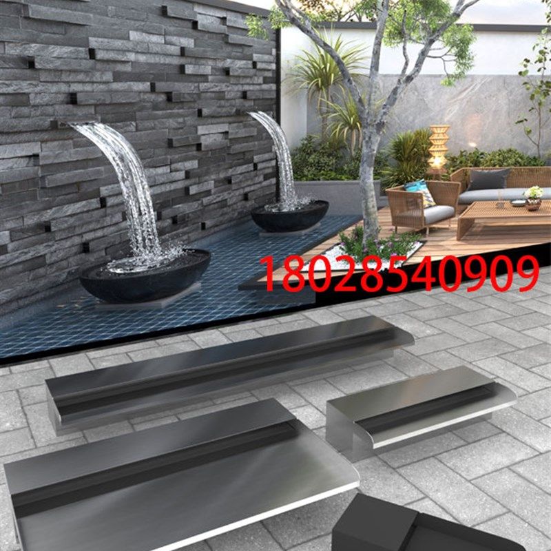 景观瀑布不锈钢出水口水景墙水幕墙花园水池流水背景墙跌水流水墙,商业/办公家具,叠水瀑布,淘宝优惠券,粉丝福利购,淘宝优惠卷